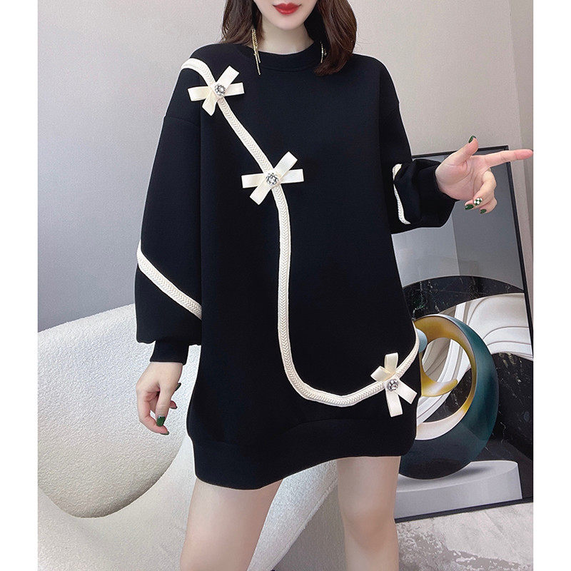 黑色优雅气质直筒宽松连衣裙卫衣裙 蜜恒连衣裙