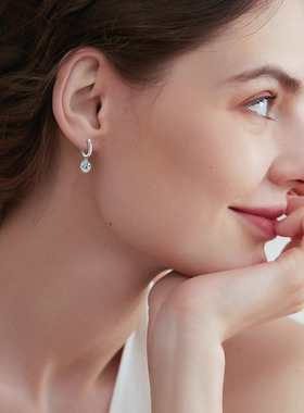 韩版ins风轻奢D色莫桑石耳环女气质小众高级感S925银纯银吊坠