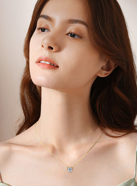 轻奢高级感ins小熊项链女1克拉莫桑石s925纯银锁骨链饰品厂家