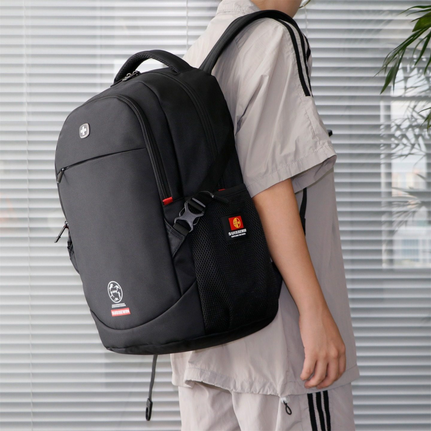 SUISSEWIN祥兴箱包瑞士军刀经典休闲时尚通勤双肩包大容量包包,淘宝优惠券,粉丝福利购,淘宝优惠卷