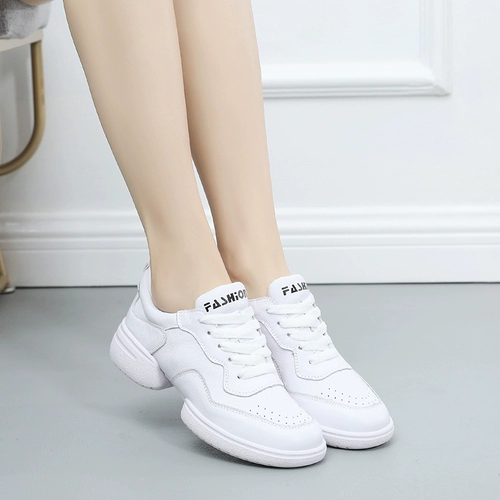 意中飞 Обувь, современные белые спортивные танцующие туфли, из натуральной кожи, мягкая подошва