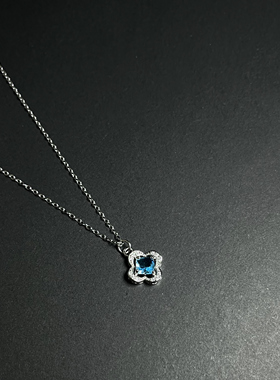 Vintage古著【Four blue leave】项链.银蓝