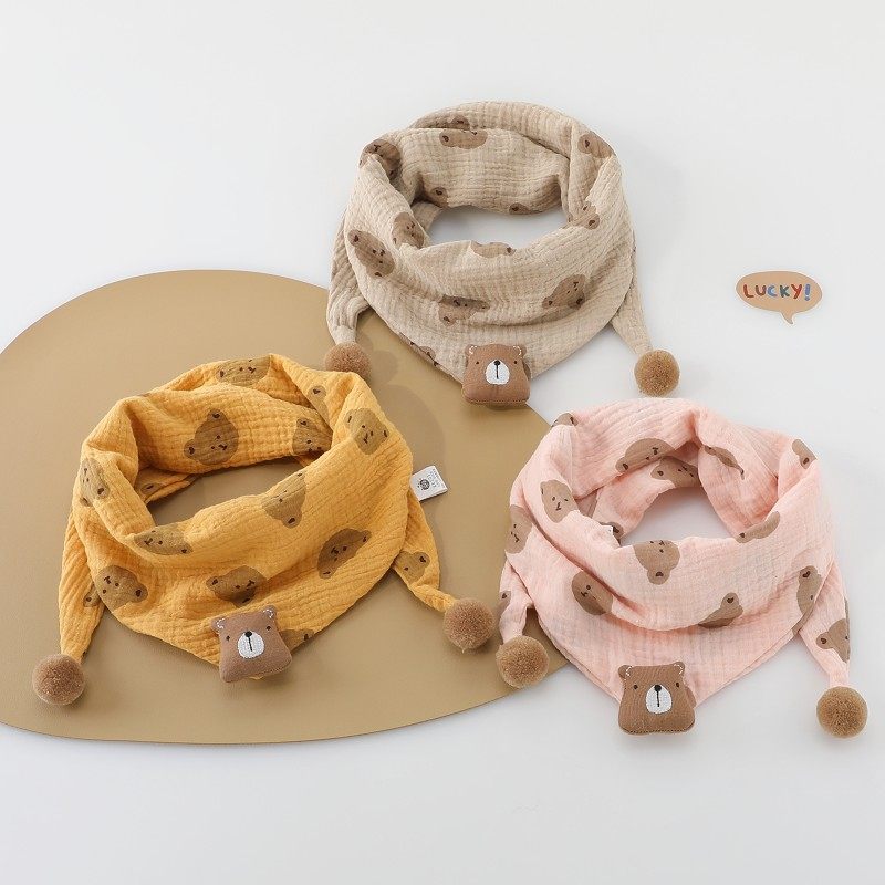宝宝围巾秋冬款韩版小熊纯棉婴儿三角巾春秋防风婴幼儿男女童围脖,淘宝优惠券,粉丝福利购,淘宝优惠卷