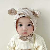 Baby hat Spring autumn new Korean version male baby baby Bear Baotou hat cute super cute little month-old boy protective ear cap