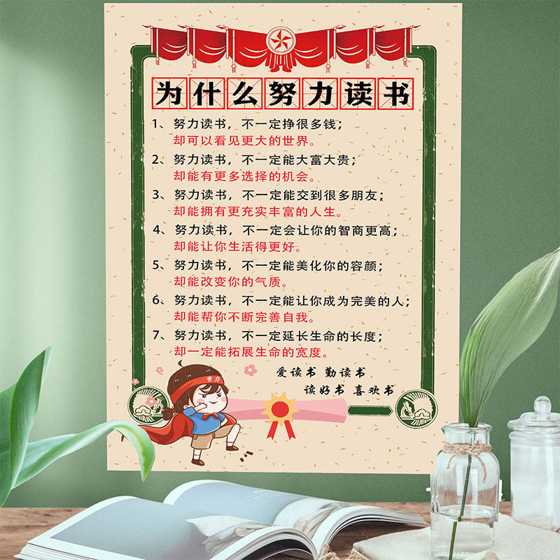 自律好习惯努力读书成长公约贴纸书房儿童房间励志好孩子装饰墙贴,淘宝优惠券,粉丝福利购,淘宝优惠卷