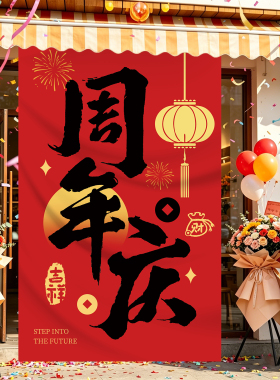 周年庆活动橱窗装饰条幅背景布