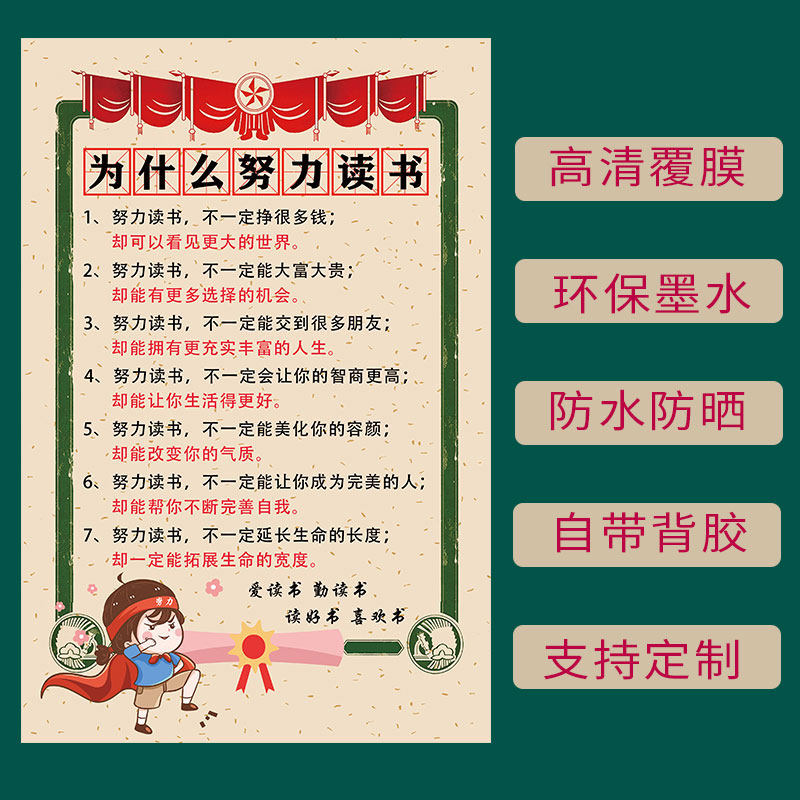 自律好习惯努力读书成长公约贴纸书房儿童房间励志好孩子装饰墙贴,淘宝优惠券,粉丝福利购,淘宝优惠卷