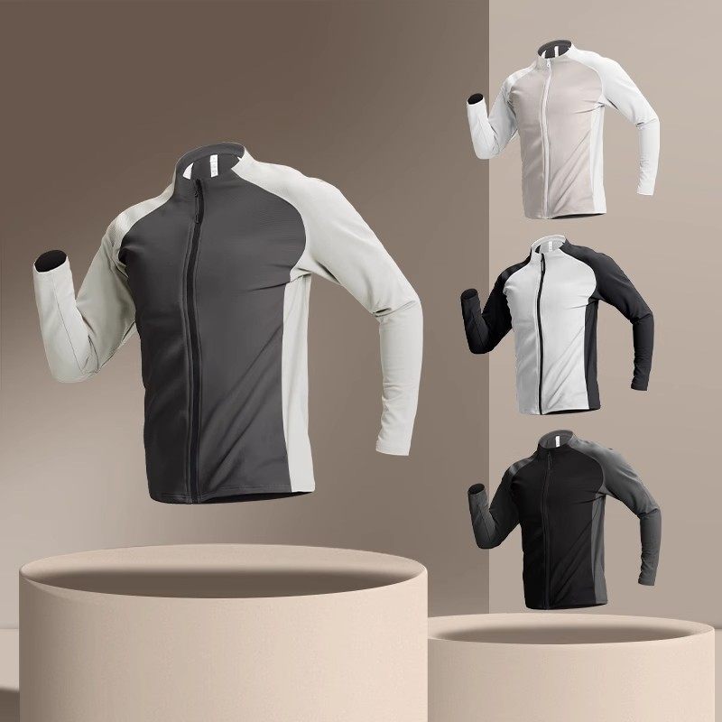 秋冬立领运动外套男士高弹力修身拼色夹克跑步健身训练长袖晨跑服,淘宝优惠券,粉丝福利购,淘宝优惠卷