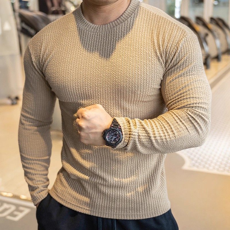 2025秋冬男士运动健身长袖潮流蛇纹T恤上衣跑步训练服圆领打底衫,淘宝优惠券,粉丝福利购,淘宝优惠卷