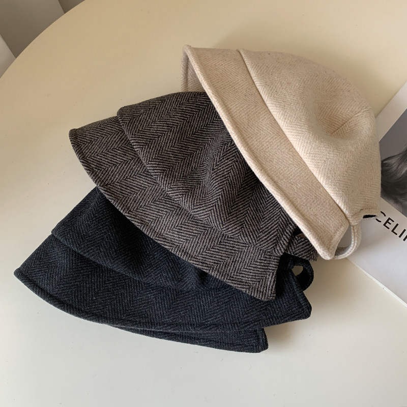 可扎马尾高品质羊毛渔夫帽子女秋冬季复古英伦时尚百搭保暖小盆帽,淘宝优惠券,粉丝福利购,淘宝优惠卷