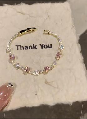 真金电镀爱心太阳百手链小众甜美锆石搭手环气质轻奢高级感手饰女