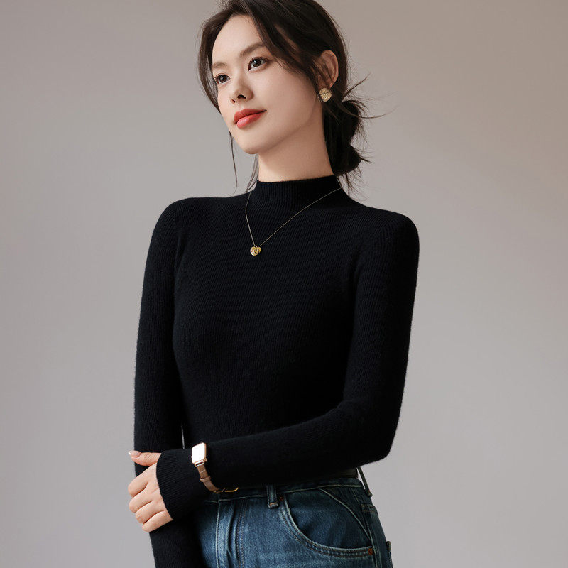 一线成衣半高领毛衣秋冬女修身显瘦内搭紧身无缝针织打底衫女上衣,淘宝优惠券,粉丝福利购,淘宝优惠卷