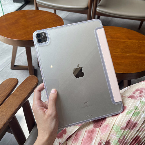 适用苹果2024ipadpro11保护套防弯air8包边无笔槽4一体式三折10代防摔12.9亚克力10.2迷你mini5透明9.7平板壳 - 图2