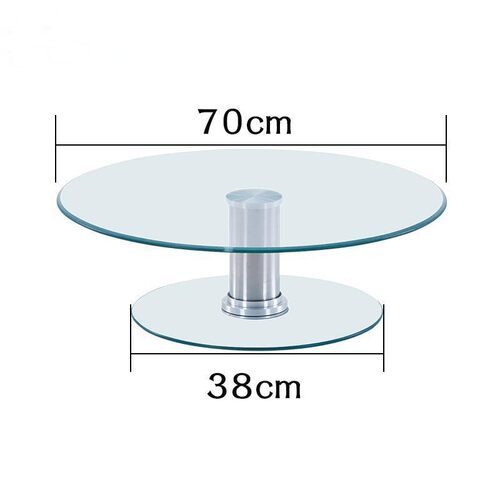 促销双层餐桌转盘钢化玻璃加高转台二层酒水架酒店展示台圆桌家用-图1