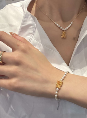 小熊限定珍珠可调节手链