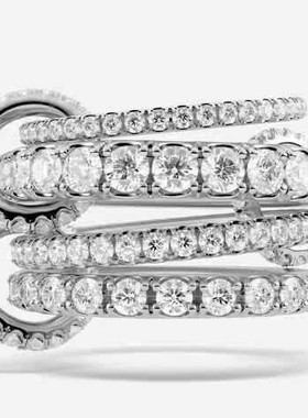 爆款不锈钢环环相扣满钻锆石戒指