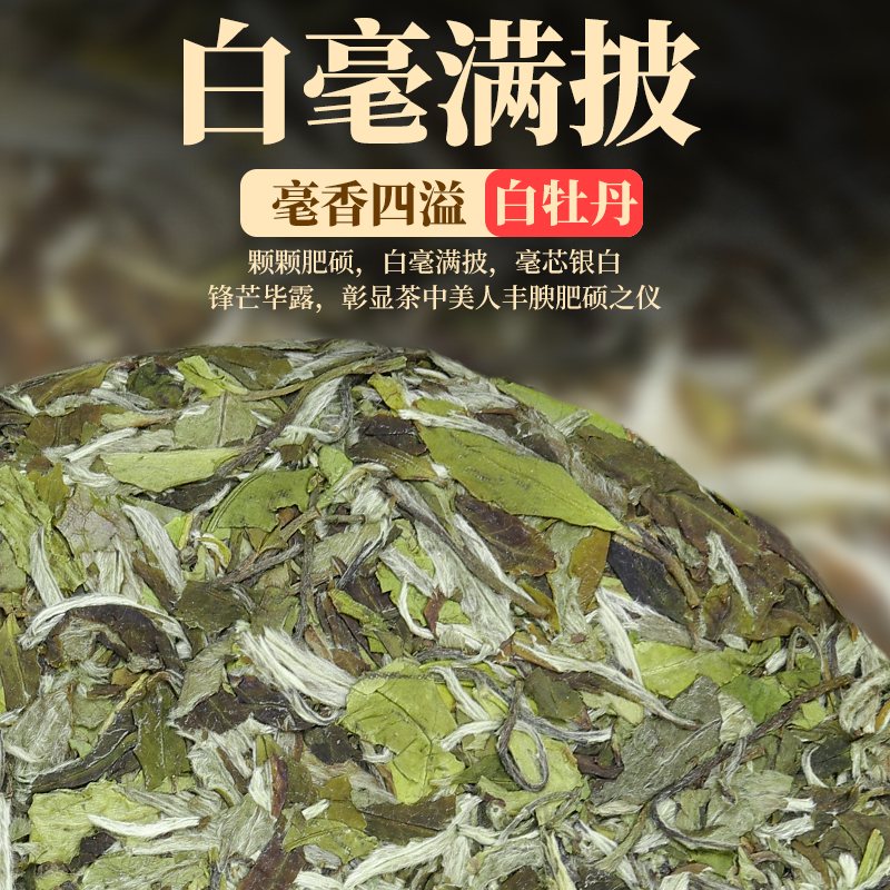 8饼一提2023花香荒山福建白牡丹春茶明前白茶饼收藏装2400g袋装 - 图1