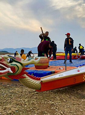 龙舟端午12人玻璃钢实木