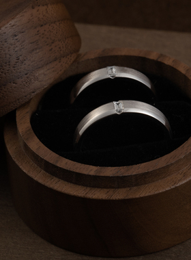 925银镶嵌钻石戒指女情侣款对戒