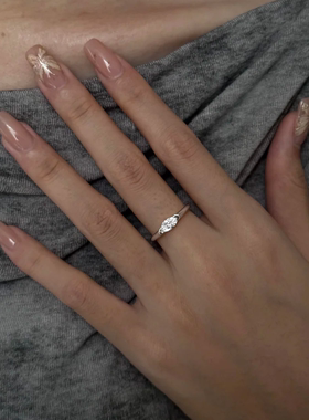 925银实验室培育马眼钻石戒指