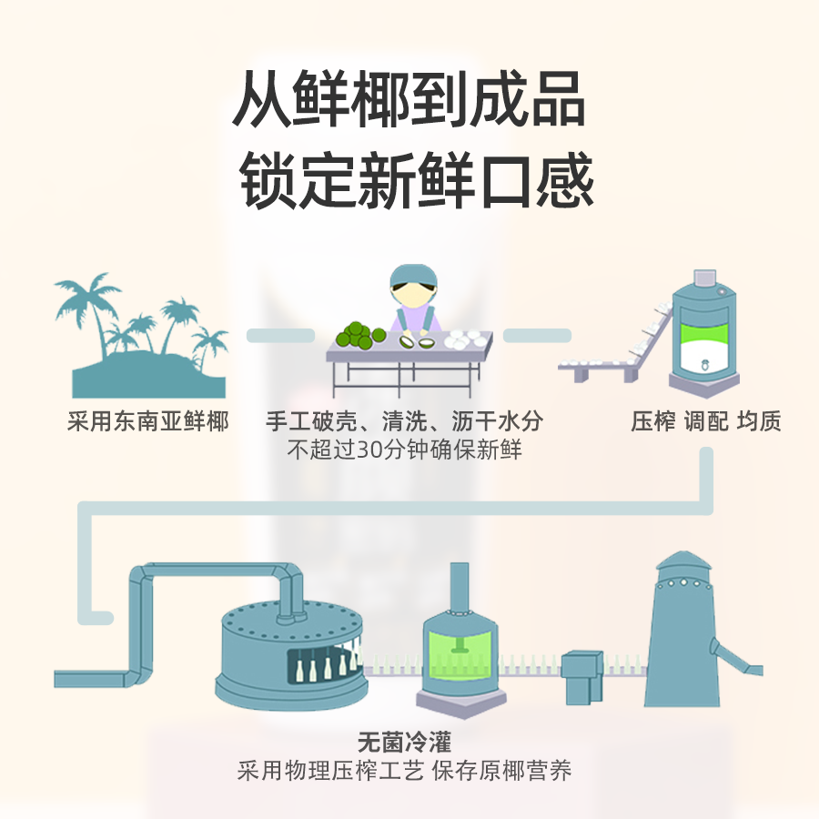 冻颜密码100%原生椰子水/原味椰汁330ml*8瓶整箱植物蛋白饮料
