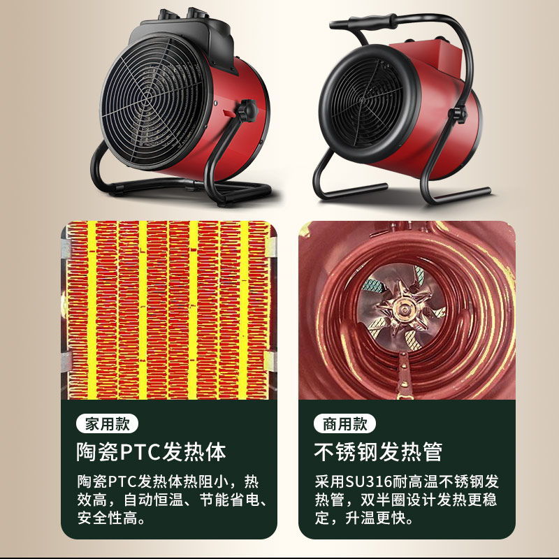 JOYHI暖风机工业取暖器家用节能小钢炮大功率面积热风机电暖器-图1