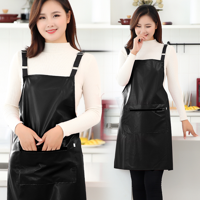 家用厨房皮革围裙防水防油大人罩衣女工作服冬季做饭围裙定制logo - 图2