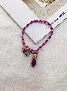 2024热情浪漫墨西哥红紫色花卉草莓原创饰品