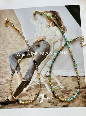 新款彩色天然石串珠项链女百搭高级感时尚轻奢精致锁骨链