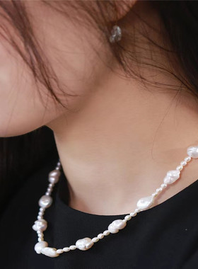 天然巴洛克珍珠项链女高级设计感小众锁骨链百搭颈链