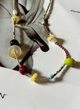 2024年新款童趣多彩夏日个性小众不规则原创设计不掉色饰品项链