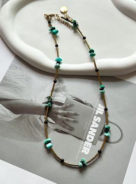 波西米亚风格度假感ins风清新绿石叠戴小众设计饰品细链