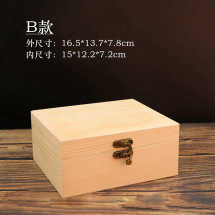 木盒子收纳盒实木松木黑胡桃小木盒翻盖长方形木盒礼物盒定制定做