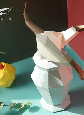 diy猫咪动物几何风纸模桌面装饰