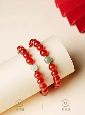 晶翼珠宝红玛瑙手串女款手链玉石