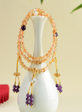 天然水晶黄塔晶佛珠手链国潮文创