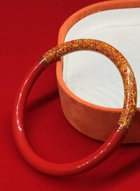 保真高含量红砂手镯多彩大漆工艺