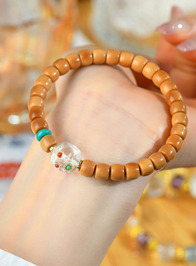 菩提果白水晶阿呆单圈手链盘玩文