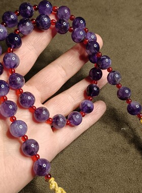 古玩收藏藏区回流紫色水晶项链复