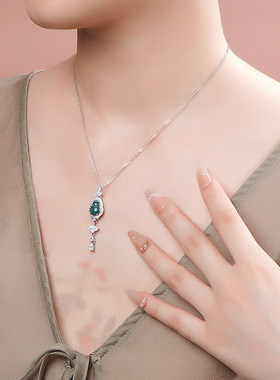 实拍天然翡翠葫芦项链女S925纯银