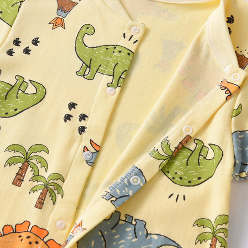 儿童连体衣男两岁男童宝宝大码开档家居服夏睡衣女童薄款春秋纯棉 - 图3