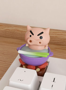 轻奢高级感肥嘟嘟左卫门esc女生可爱键盘键帽卡通摆件适用十字轴