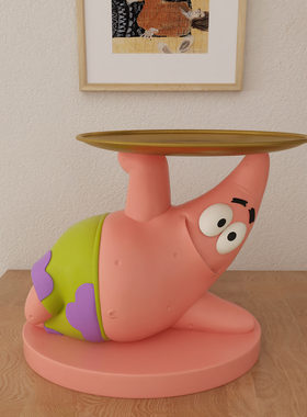 海绵宝宝粉色派大星卡通摆件新居门口玄关钥匙收纳托盘多功能摆件