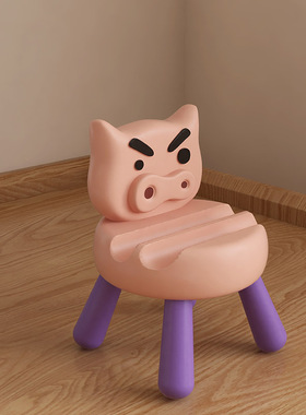 蜡笔小新客厅桌面摆件肥嘟嘟凳子手机平板支架办公室懒人手机底座