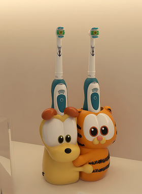 2025新款高级感摆台式电动牙刷置物架儿童加菲猫欧迪牙刷创意收纳