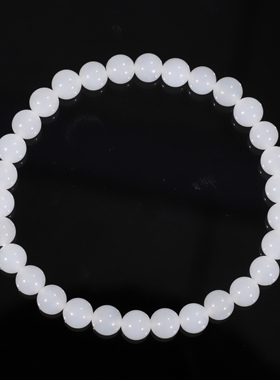 天然俄料和田玉白玉单圈手串