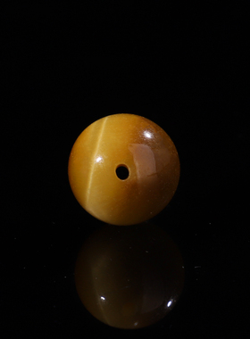 保真收藏级原矿黄虎眼石12.5mm单珠 虎晶石圆珠 星月菩提 252号
