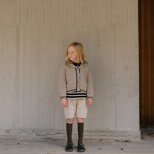 benebene设计师款羊毛针织开衫秋冬新款新生婴儿男女儿童保暖外套 - 图1