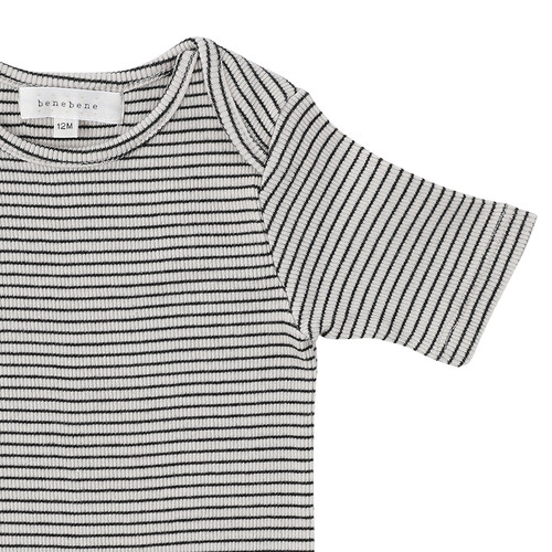 benebene韩国童装秋季新款男女宝宝纯棉短袖连身衣婴儿针织爬服 - 图2