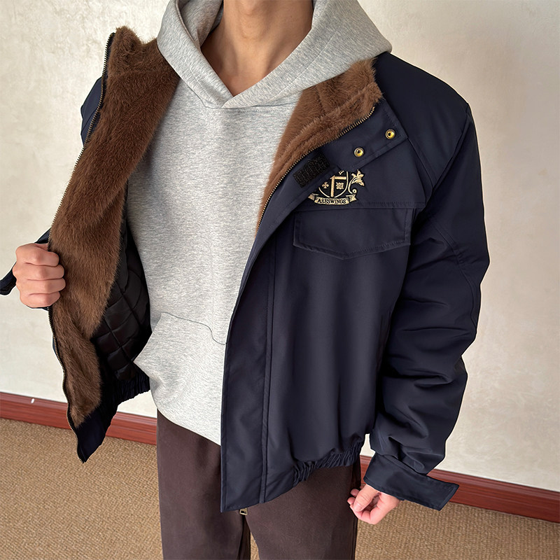 布老哥Blog美式复古勋章刺绣棉服bomber冬季短宽显高保暖棉衣W629,淘宝优惠券,粉丝福利购,淘宝优惠卷